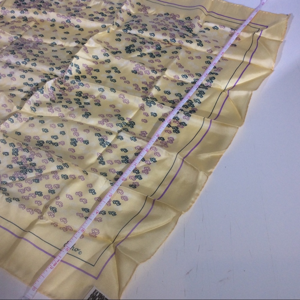 Vintage ECHO Mini Car Print Yellow Green Scarf - Picture 2 of 7